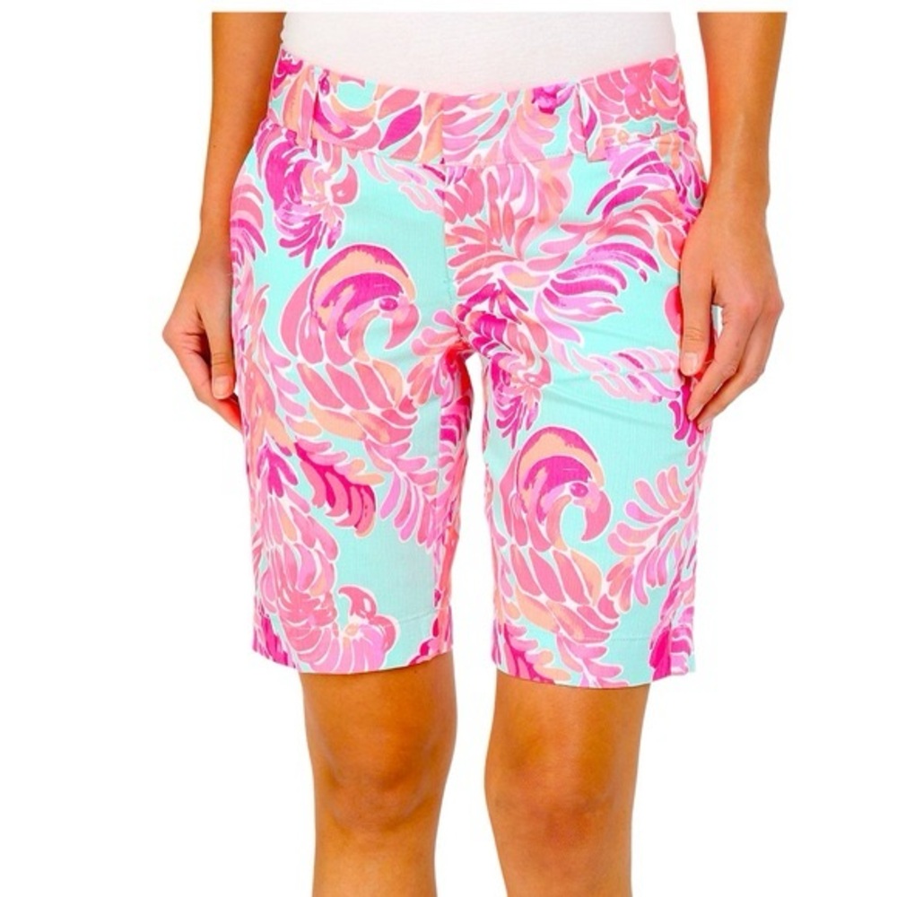 Lilly Pulitzer Chipper Bermuda Shorts in Poolside Blue Lovebirds